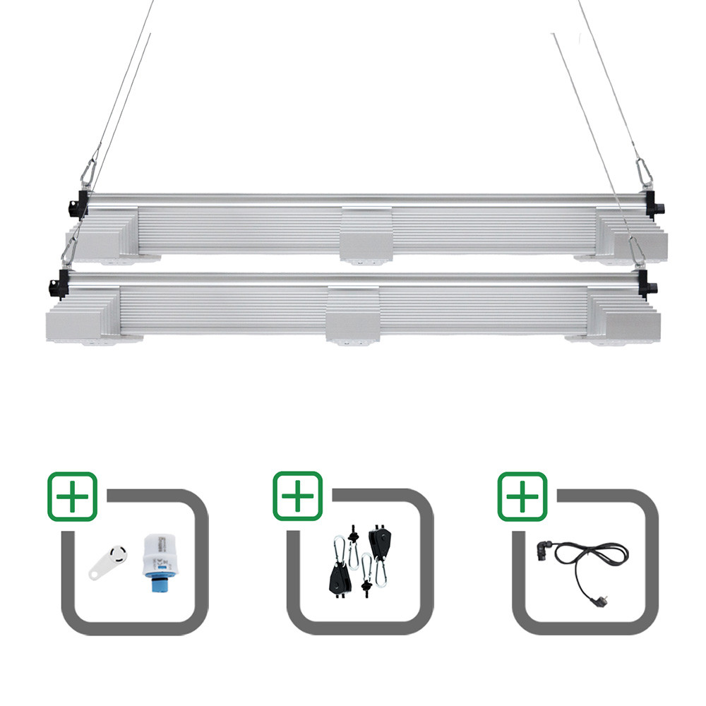 2x SANlight EVO 3-100 15 400W gesamt für 100x100 cm Sparset mit Magnet-Dimmer + Netzkabel + Aufhängung - Grow Guru
